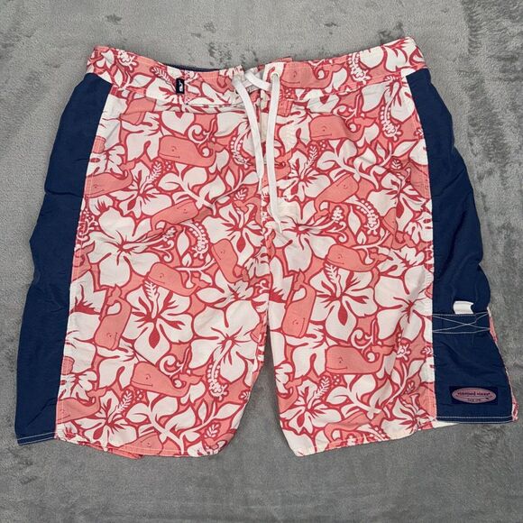 Vineyard Vines Other - Vineyard Vines Board Shorts Trunks Mens Size‎ 34 Floral Whale Print Hawaiian